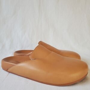 J. Crew Pacific Camel Beige Leather Sherpa Lined Clog - Size 8